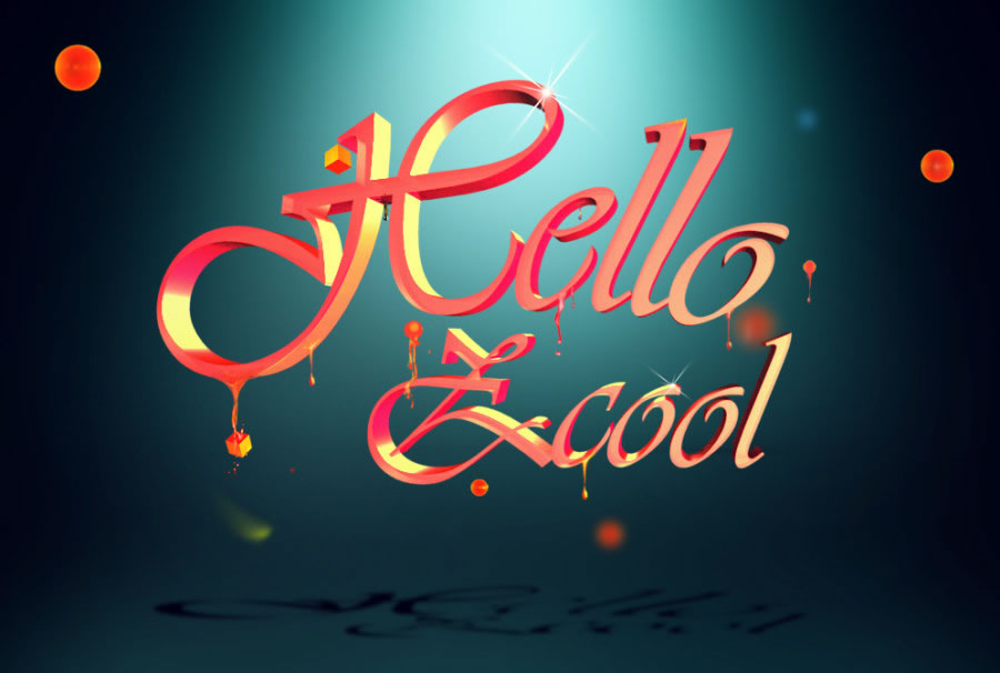 Photoshop CC 制作滴溅效果３Ｄ艺术字步骤解析