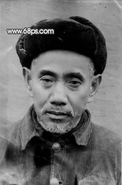 PS老照片修复教程：磨皮调色还原黑白旧照片